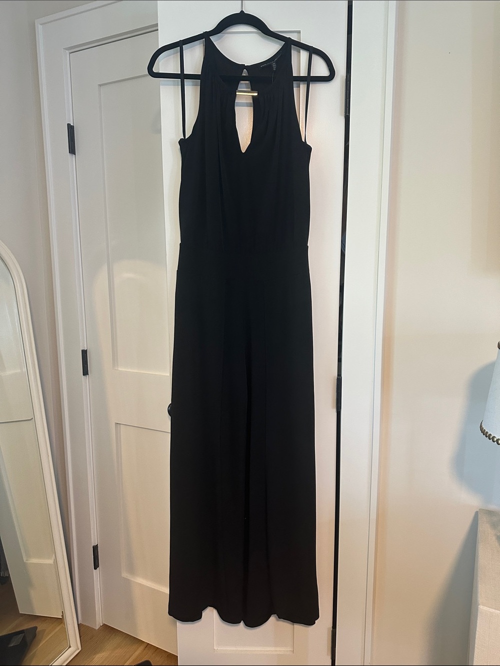 White House Black Market Black Sleeveless Keyhole Wide-Leg Jumpsuit